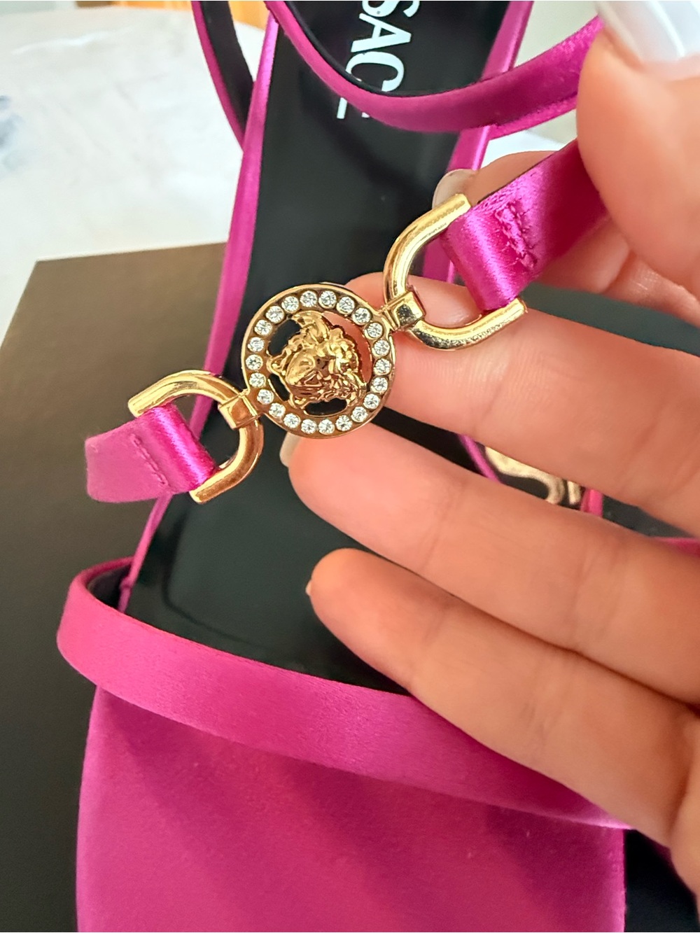 Versace Hot Pink Satin Platform Stiletto Sandals - Picture 5 of 7